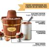 4 Quart Electric Wood Bucket Ice Cream Maker with Carry Handle