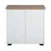 Woven Paths 32" Sliding Slat Door Accent Cabinet, ding Single Slat Door Storage Console