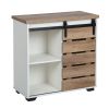 Woven Paths 32" Sliding Slat Door Accent Cabinet, ding Single Slat Door Storage Console