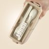 Premium Bento Box for Adults Upgraded Version Includes Spoon Fork Leakproof and BPA Free 32 oz Beige
