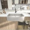 33 Inch Farmhouse Apron Handmade Stainless Steel Kitchen Sink, 18 Gauge Apron Front Double Bowl 50/50 Kitchen Sink with Drain Kit