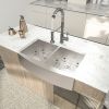 33 Inch Farmhouse Apron Handmade Stainless Steel Kitchen Sink, 18 Gauge Apron Front Double Bowl 50/50 Kitchen Sink with Drain Kit