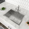 Lordear Gunmetal Black Workstation Kitchen Sink Drop-in Topmount 18 Gauge Stainless Steel Single Bowl Sink