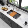 Undermount Kitchen Sink Single Bowl 16 Gauge Stainless Steel Gunmetal Black Workstation Sink