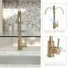 High Arc 360° Swivel Spout Single handle Matte Black or Gold Kitchen Bar Sink Faucet with Water Supply Hoses